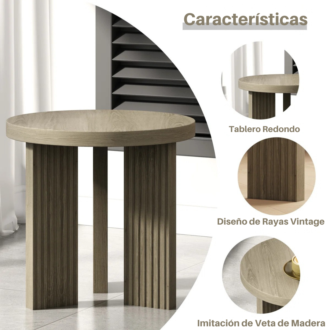 Redelia™ | Mesa Auxiliar Redonda – Estilo Moderno de Mediados de Siglo