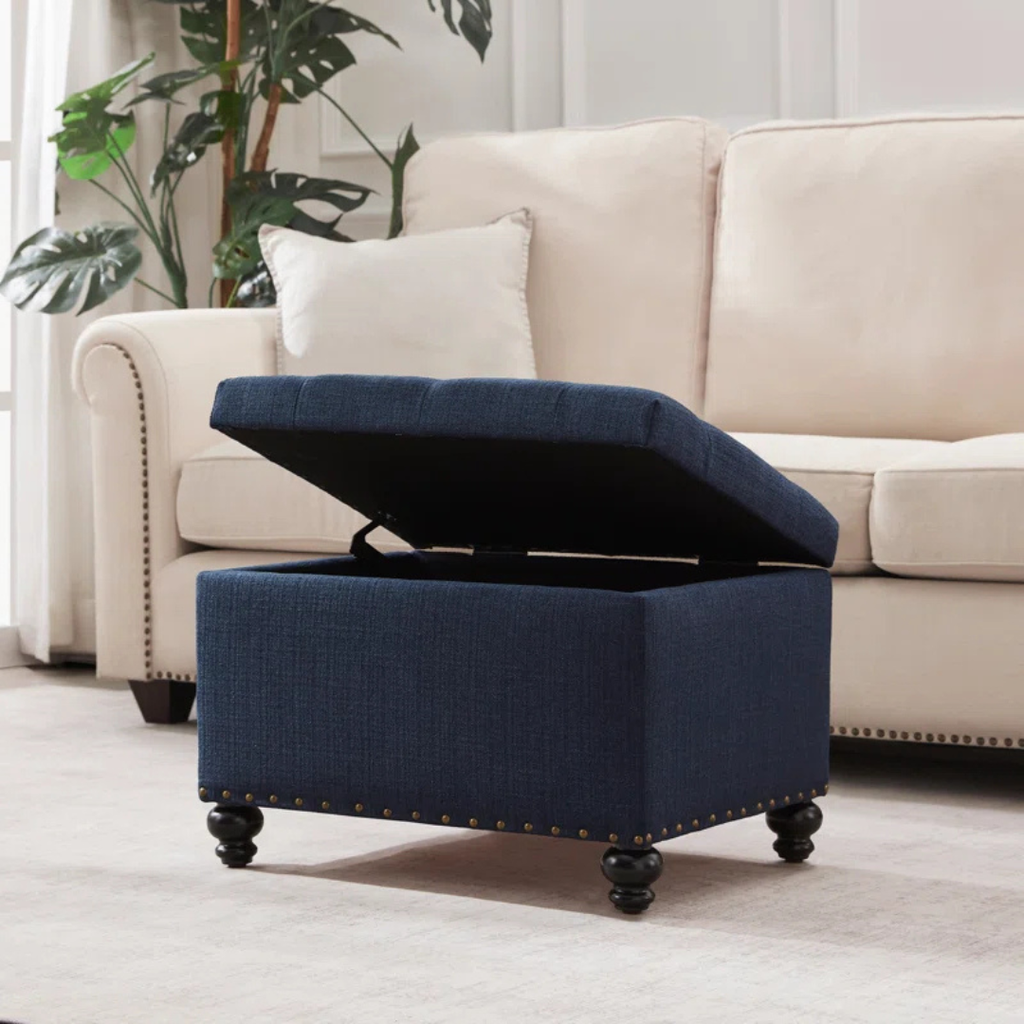Cajela™ | Otomana Rectangular Tapizada – Banco Suave con Almacenamiento