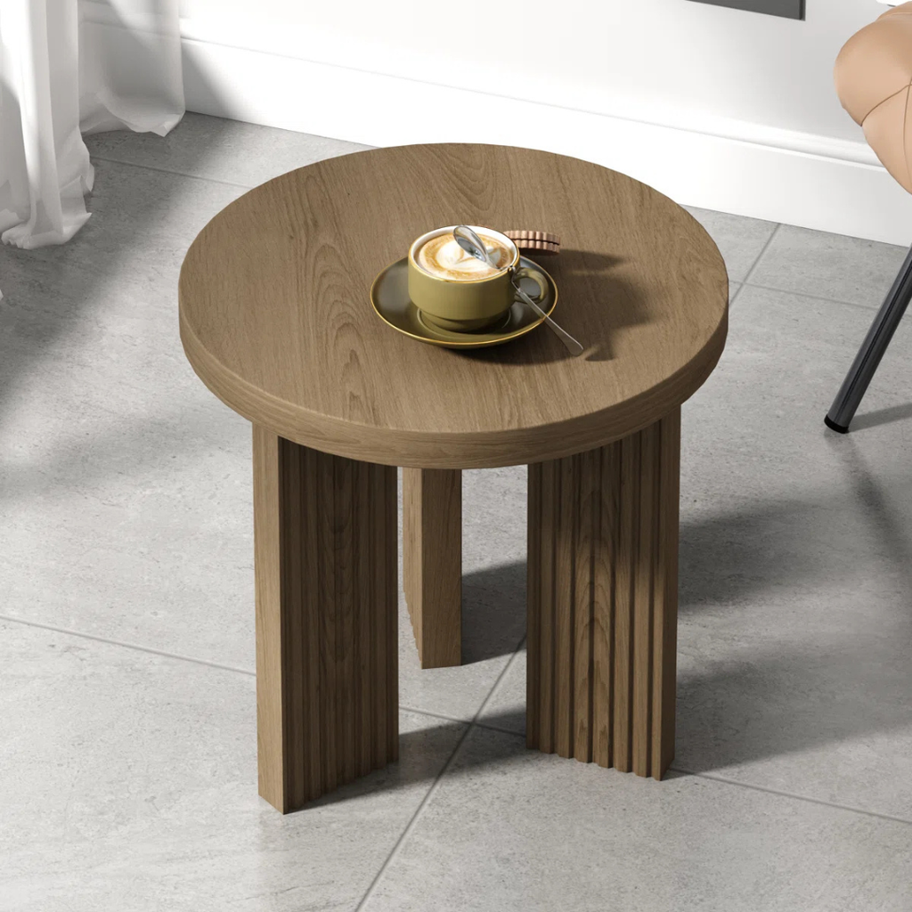 Redelia™ | Mesa Auxiliar Redonda – Estilo Moderno de Mediados de Siglo