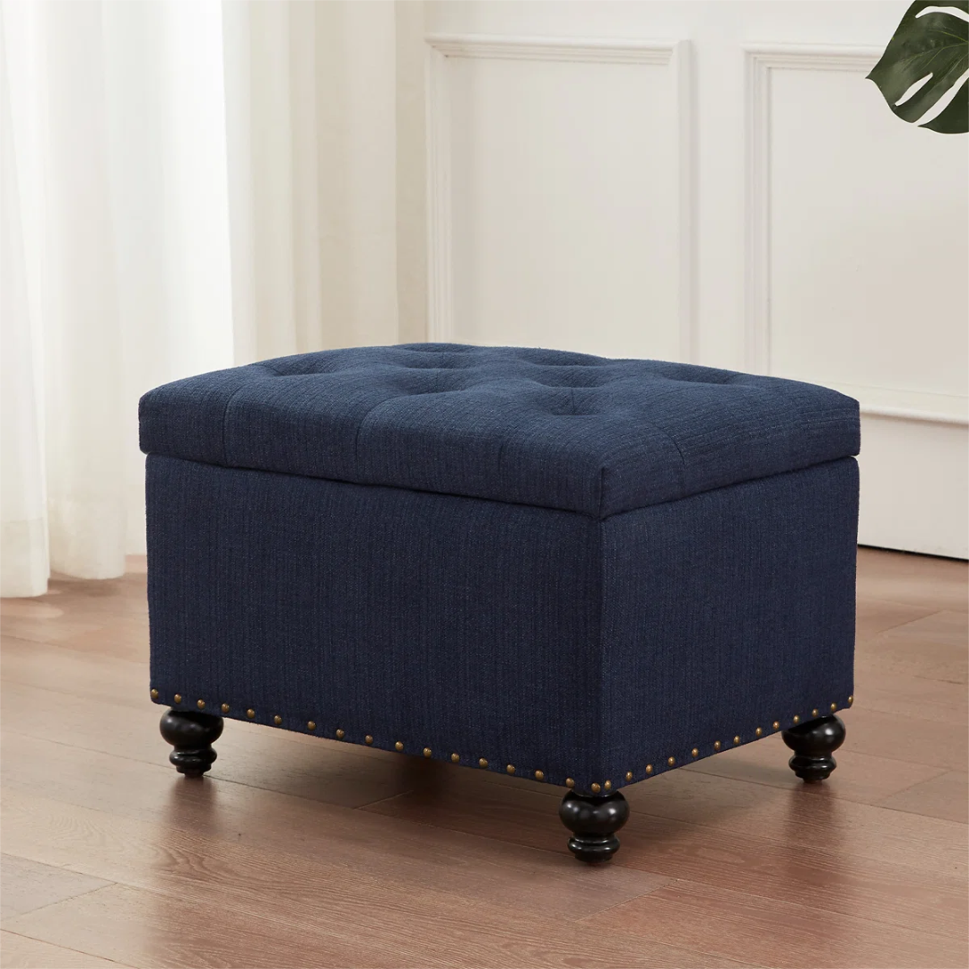 Cajela™ | Otomana Rectangular Tapizada – Banco Suave con Almacenamiento