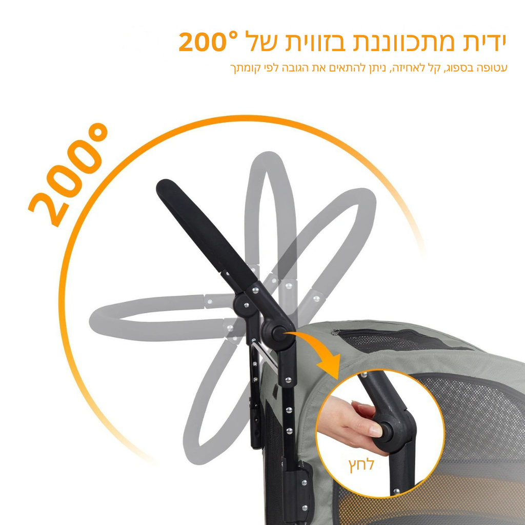 ™Velik | עגלת כלבים ניידת עם 4 גלגלים – מתקפלת לכלבים וחתולים גדולים