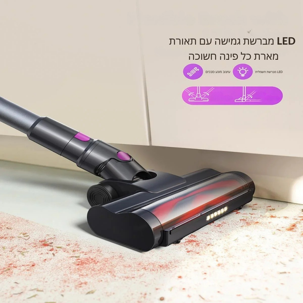 ™Zory | שואב אבק אלחוטי חכם – תצוגת LED, יניקה חזקה ועיצוב מקל
