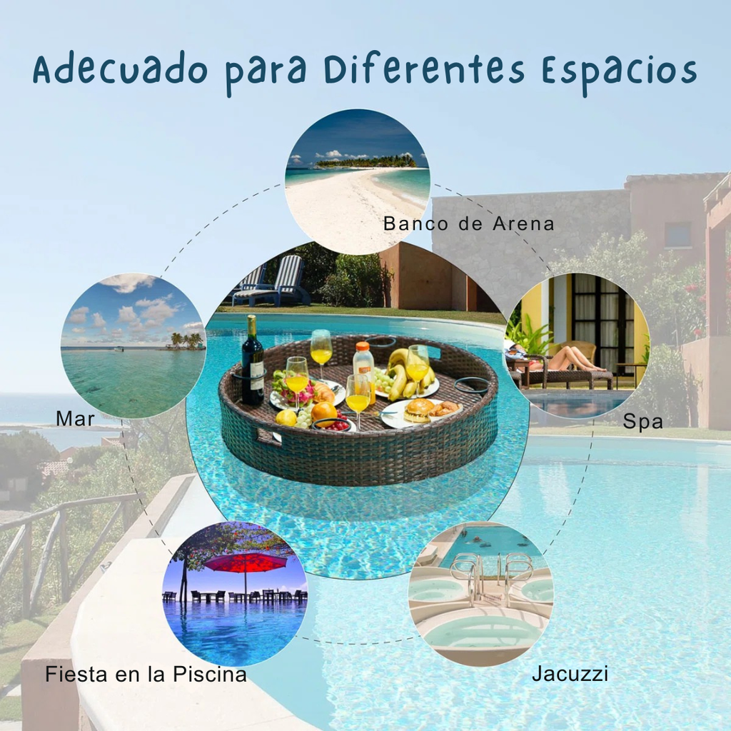 Cestia™ | Bandeja Flotante Grande para Piscina – Porta Bebidas y Comida