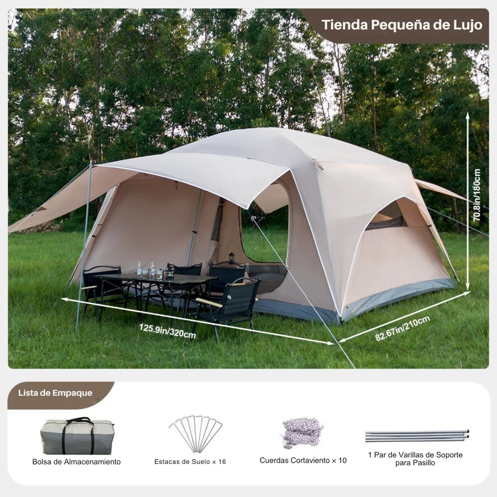 Campovia™ | Tienda Familiar Grande – 2 Habitaciones, Doble Capa Impermeable