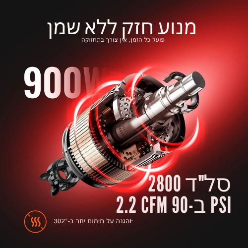 ™Xera | משאבת אוויר שקטה ללא שמן – ניידת לתיקון צמיגים ושטיפה