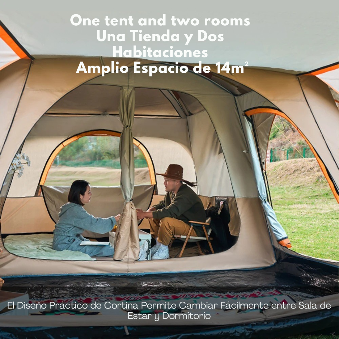 Campovia™ | Tienda Familiar Grande – 2 Habitaciones, Doble Capa Impermeable