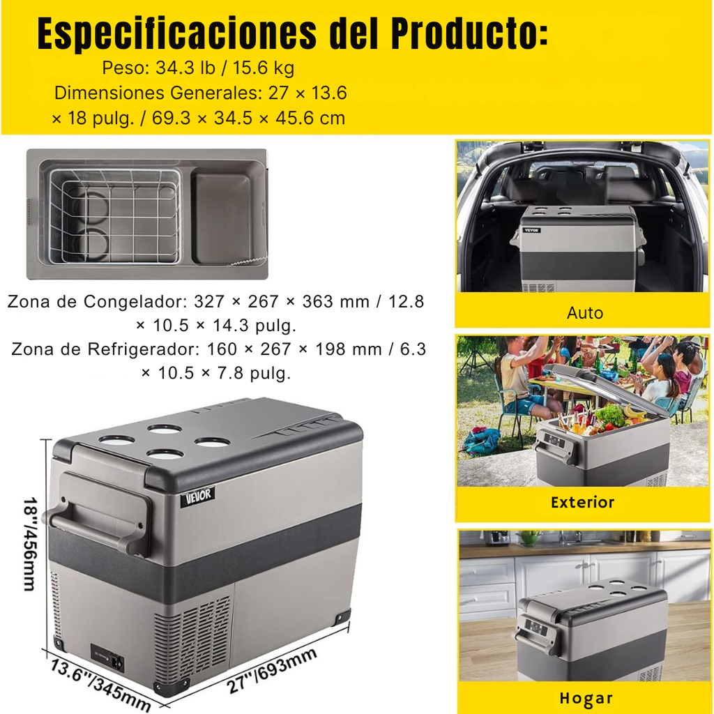 Frío™ | Refrigerador y Congelador Portátil para Auto – Caja Térmica de Viaje