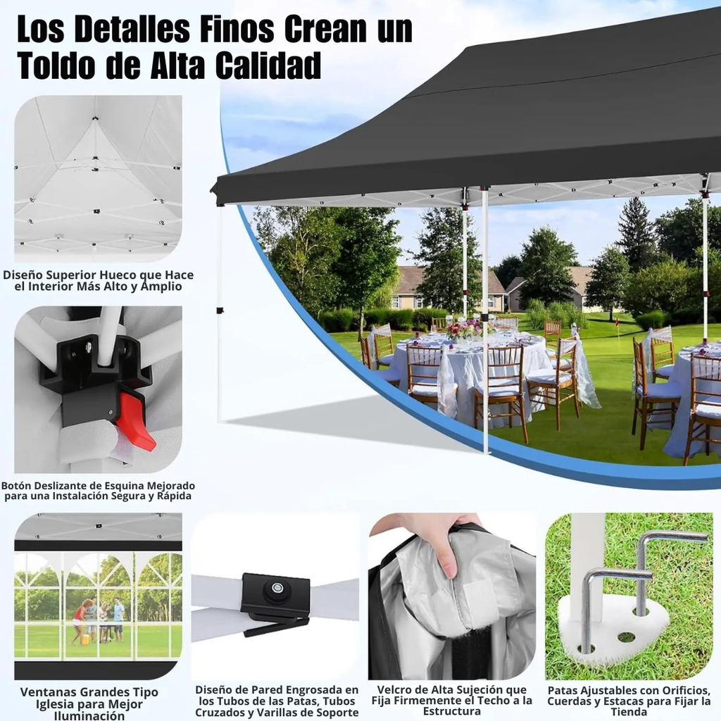 Brisa™ | Toldo Exterior 3x6m – Impermeable con 6 Paredes Laterales