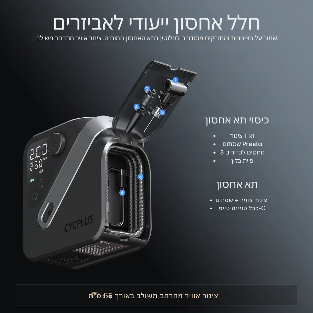 ™Rovik | משאבת אוויר אלחוטית – לרכבי פיקאפ, אופנועים ואופניים