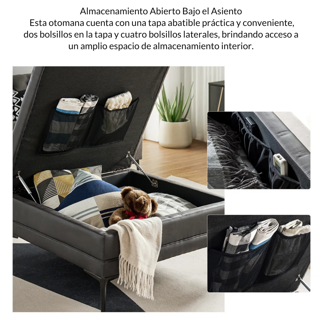 Sofela™ | Otomana con Almacenamiento – Asiento Tapizado Suave