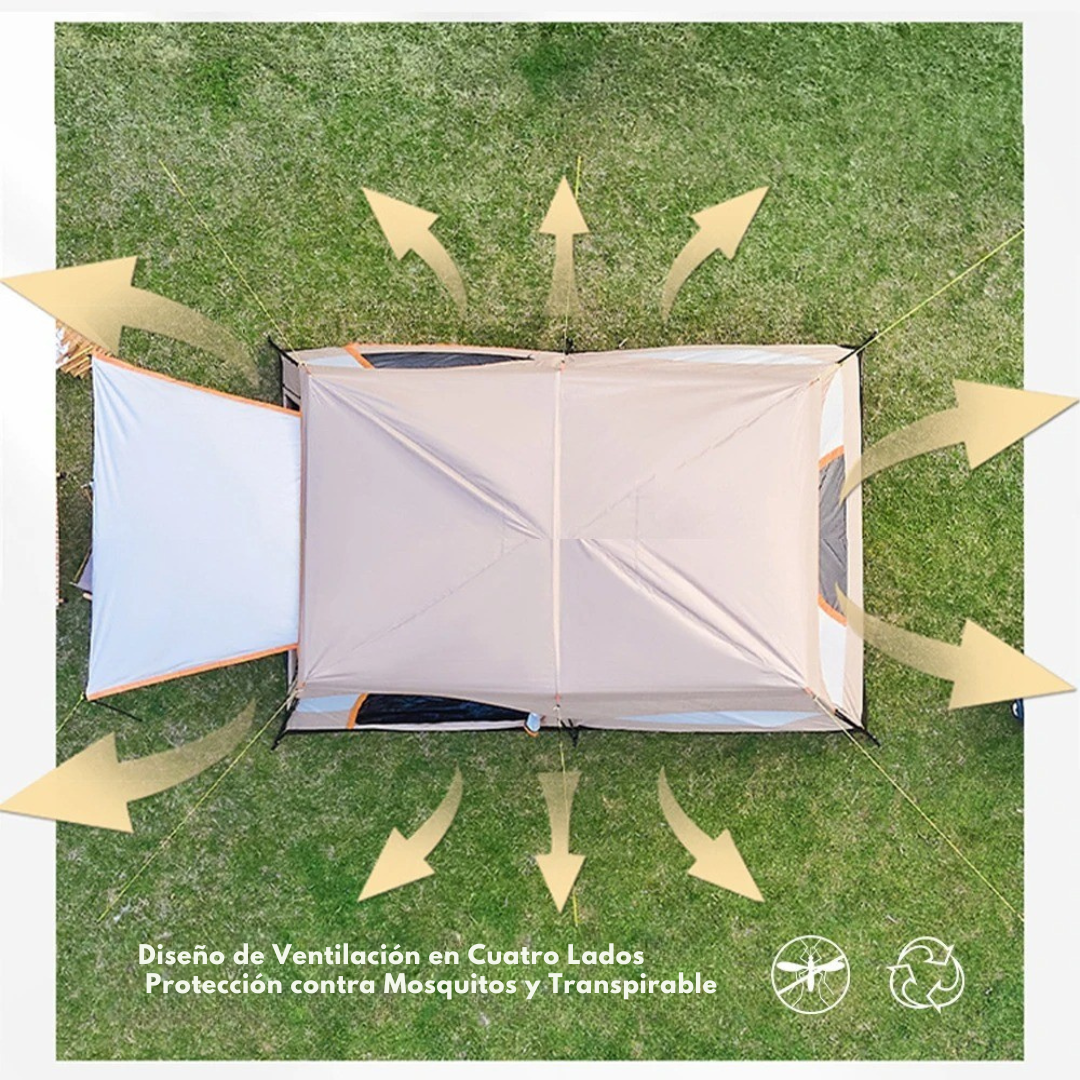 Campovia™ | Tienda Familiar Grande – 2 Habitaciones, Doble Capa Impermeable