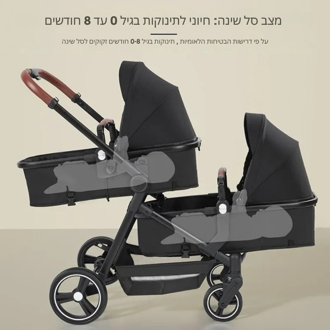 ™Clavi | עגלת תאומים מתקפלת – רב-תכליתית, קלה ומשתנה