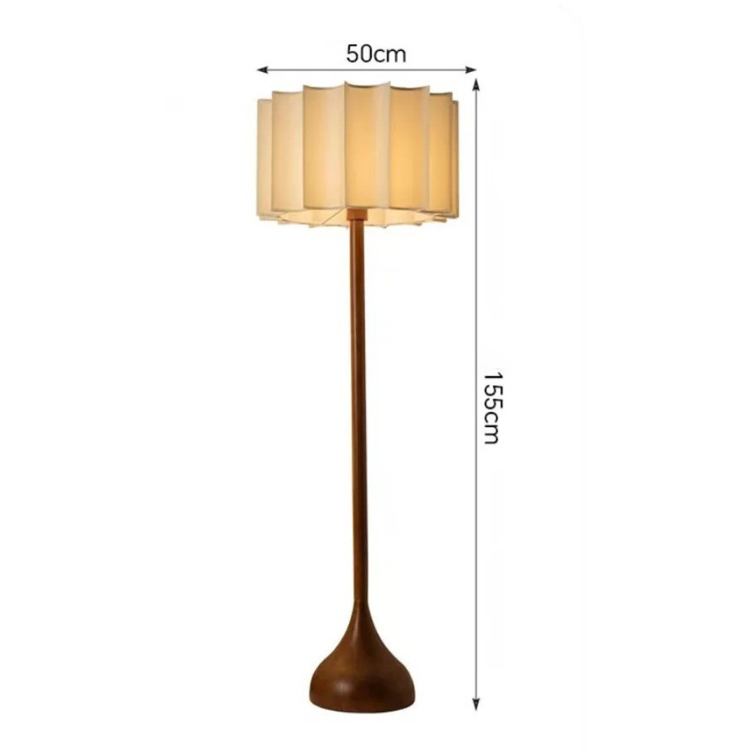 ™Sato | מנורת עמידה וינטג' יפנית מעץ אגוז – אהיל בד בעיצוב מינימליסטי