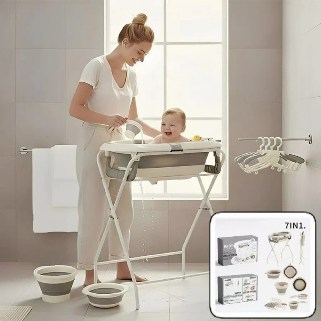 ™Clariv | ערכת אמבט תינוק 7 ב-1 – מתקפלת, תצוגת טמפרטורה ועומד נגד החלקה