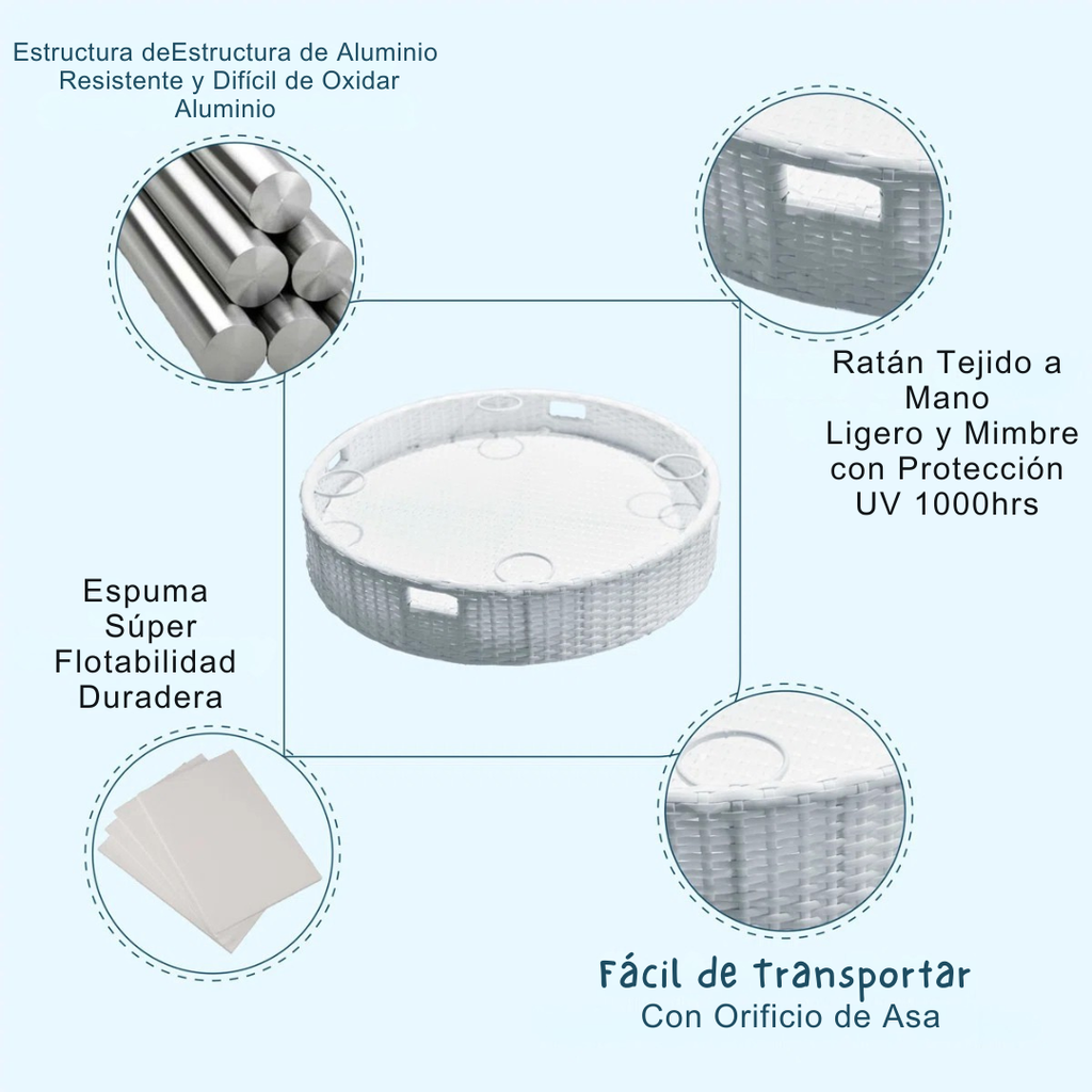 Cestia™ | Bandeja Flotante Grande para Piscina – Porta Bebidas y Comida