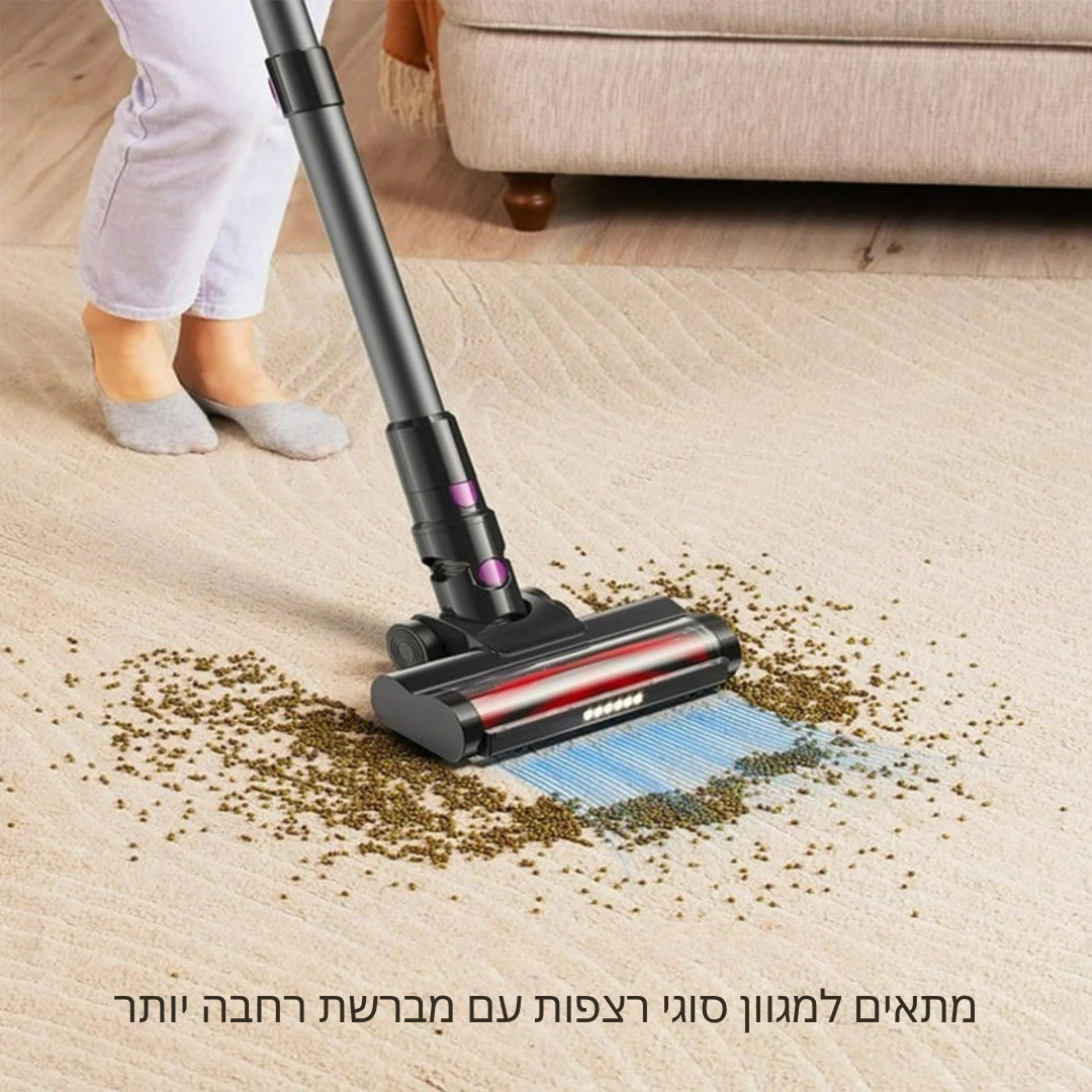™Zory | שואב אבק אלחוטי חכם – תצוגת LED, יניקה חזקה ועיצוב מקל