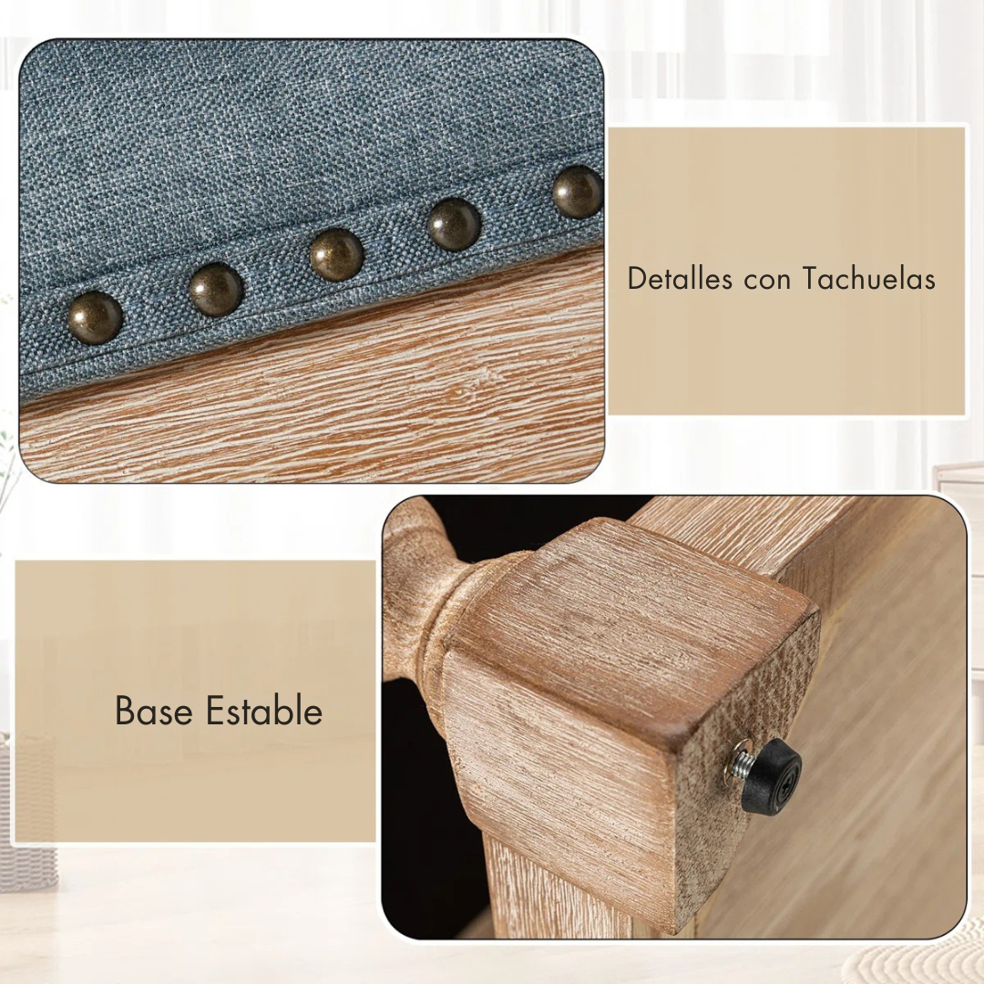 Tapiza™ | Otomana de Cóctel Capitoneada – Diseño Rústico con Bandeja