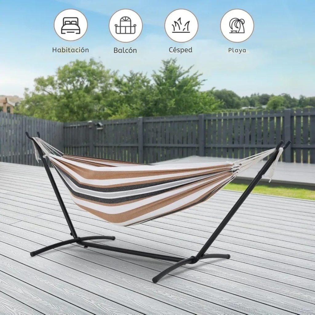 Calma™ | Hamaca Doble Exterior – Diseño Cómodo con Soporte de Acero