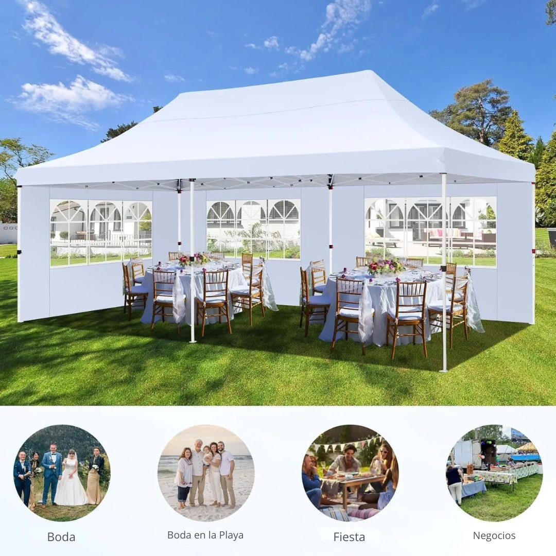 Brisa™ | Toldo Exterior 3x6m – Impermeable con 6 Paredes Laterales