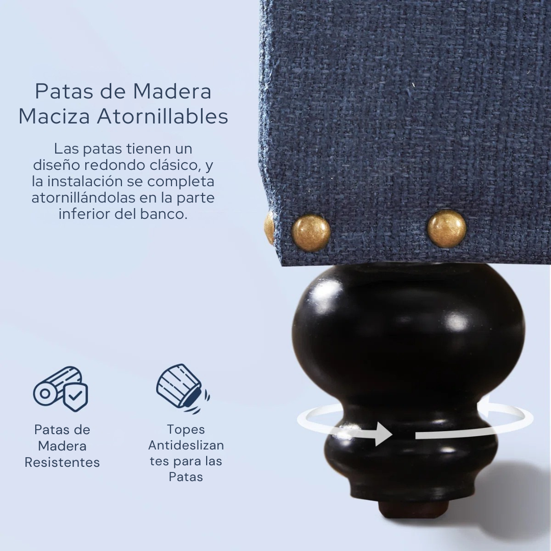 Cajela™ | Otomana Rectangular Tapizada – Banco Suave con Almacenamiento