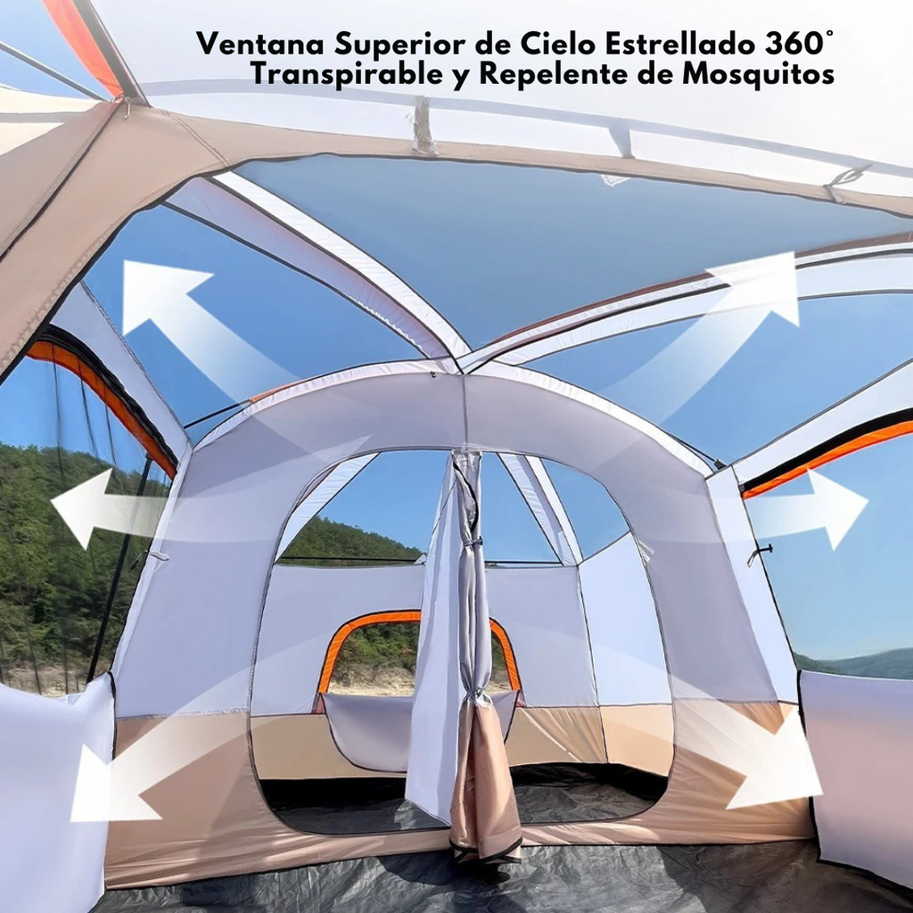 Campovia™ | Tienda Familiar Grande – 2 Habitaciones, Doble Capa Impermeable