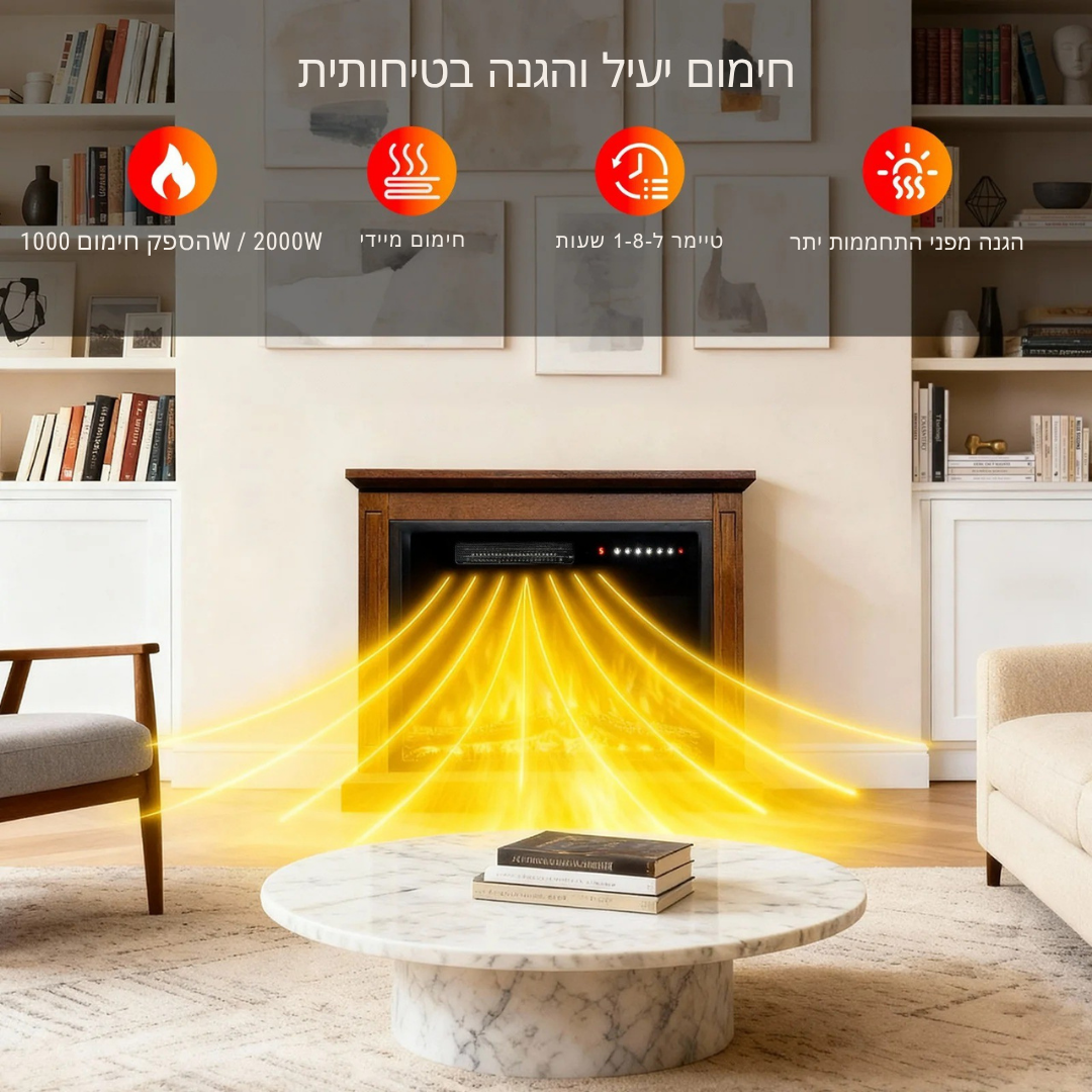 ™Dret | קמין חשמלי עם ארון אחסון – תאורה צבעונית ואווירה חמה לבית