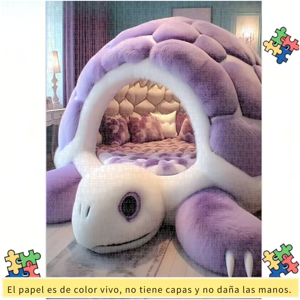 Aventura™ | Rompecabezas suave de felpa 1000 piezas cama de tortuga morada
