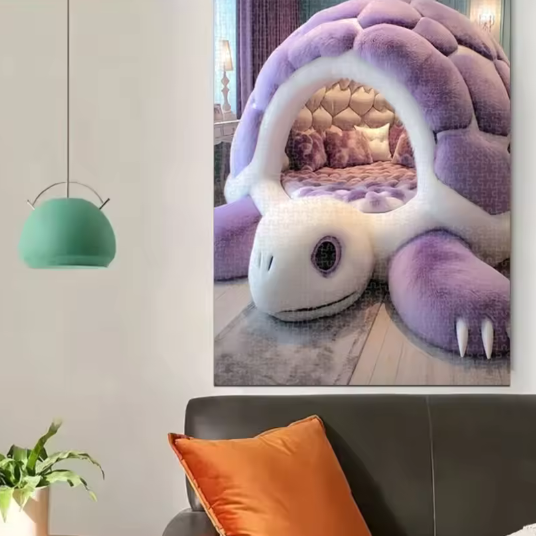 Aventura™ | Rompecabezas suave de felpa 1000 piezas cama de tortuga morada