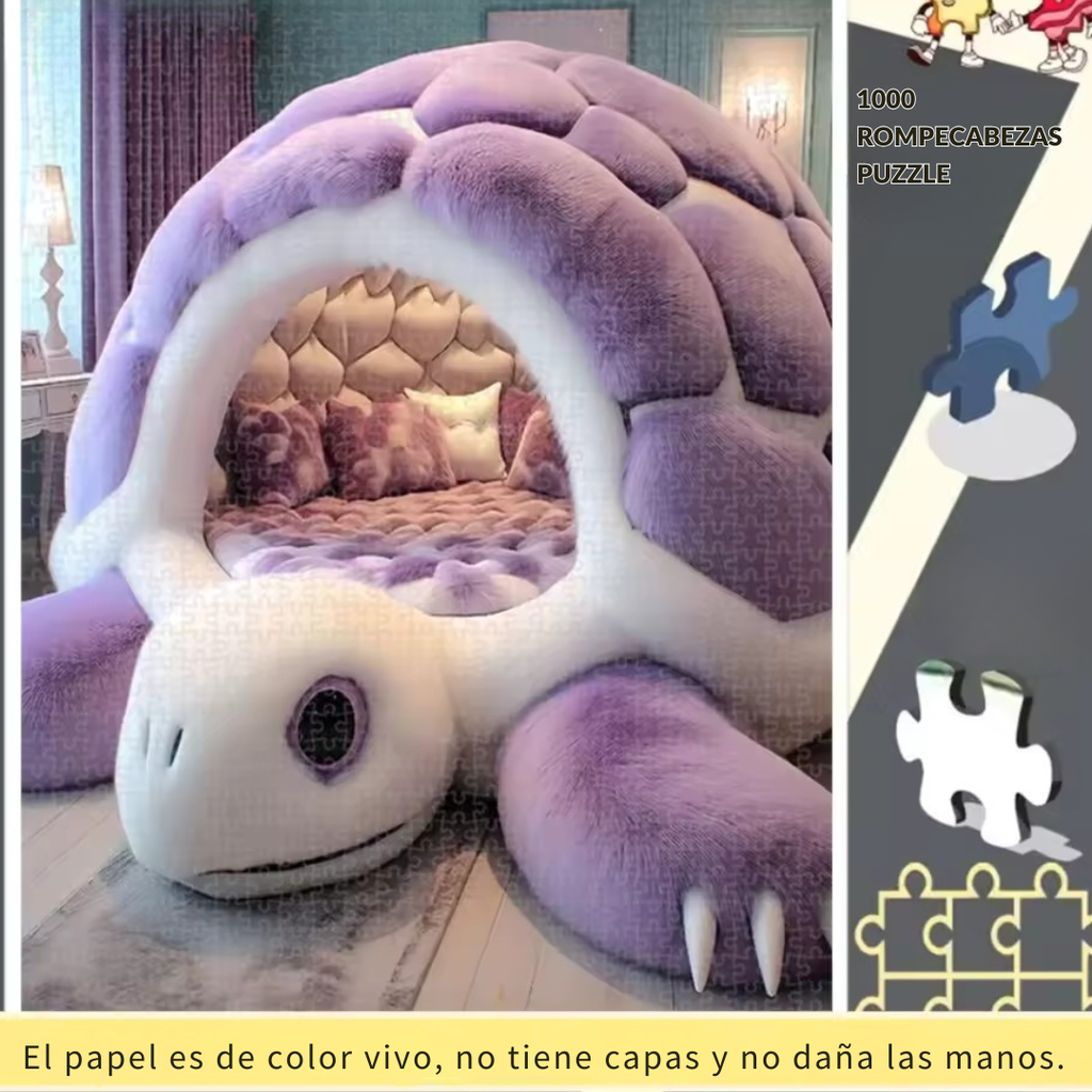 Aventura™ | Rompecabezas suave de felpa 1000 piezas cama de tortuga morada