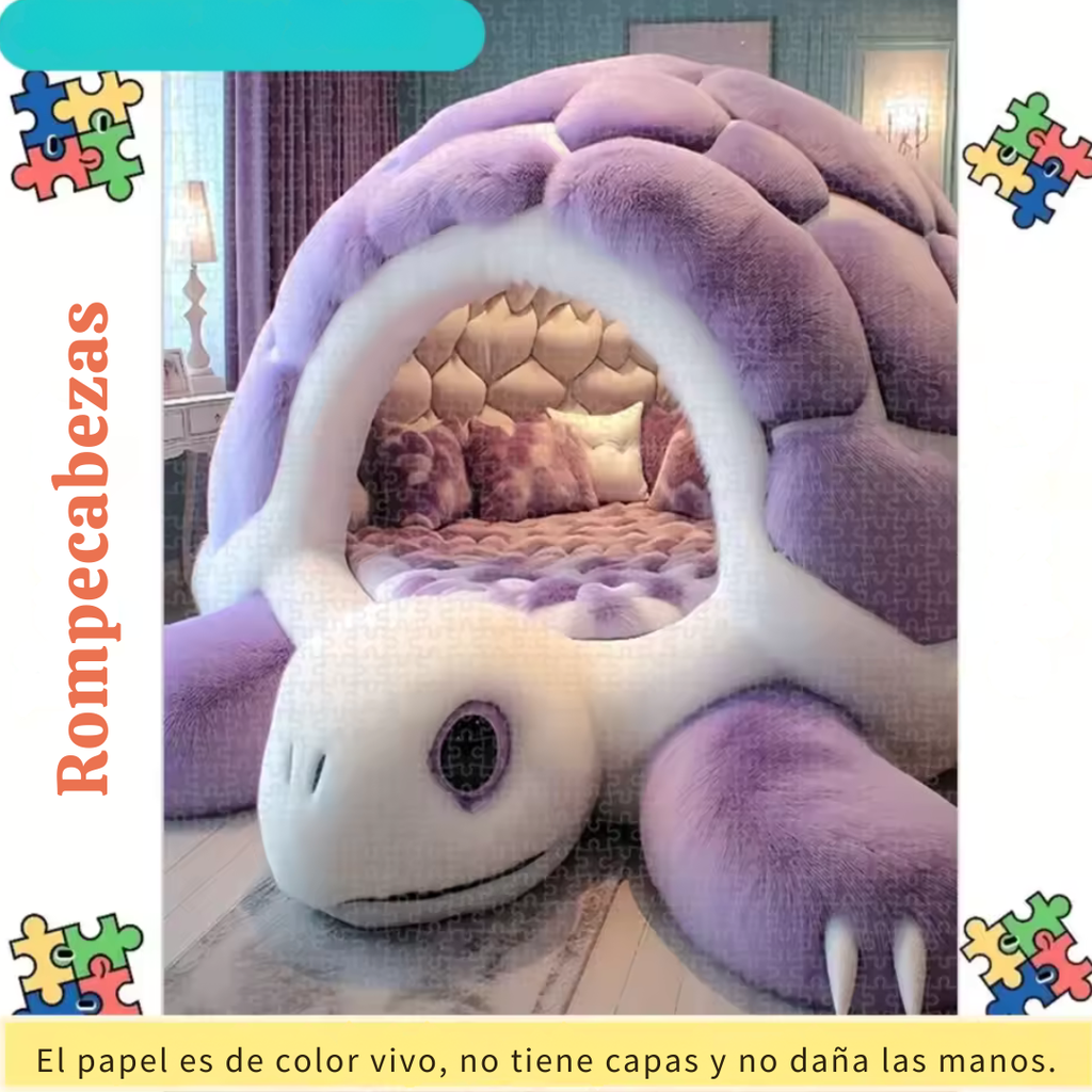 Aventura™ | Rompecabezas suave de felpa 1000 piezas cama de tortuga morada