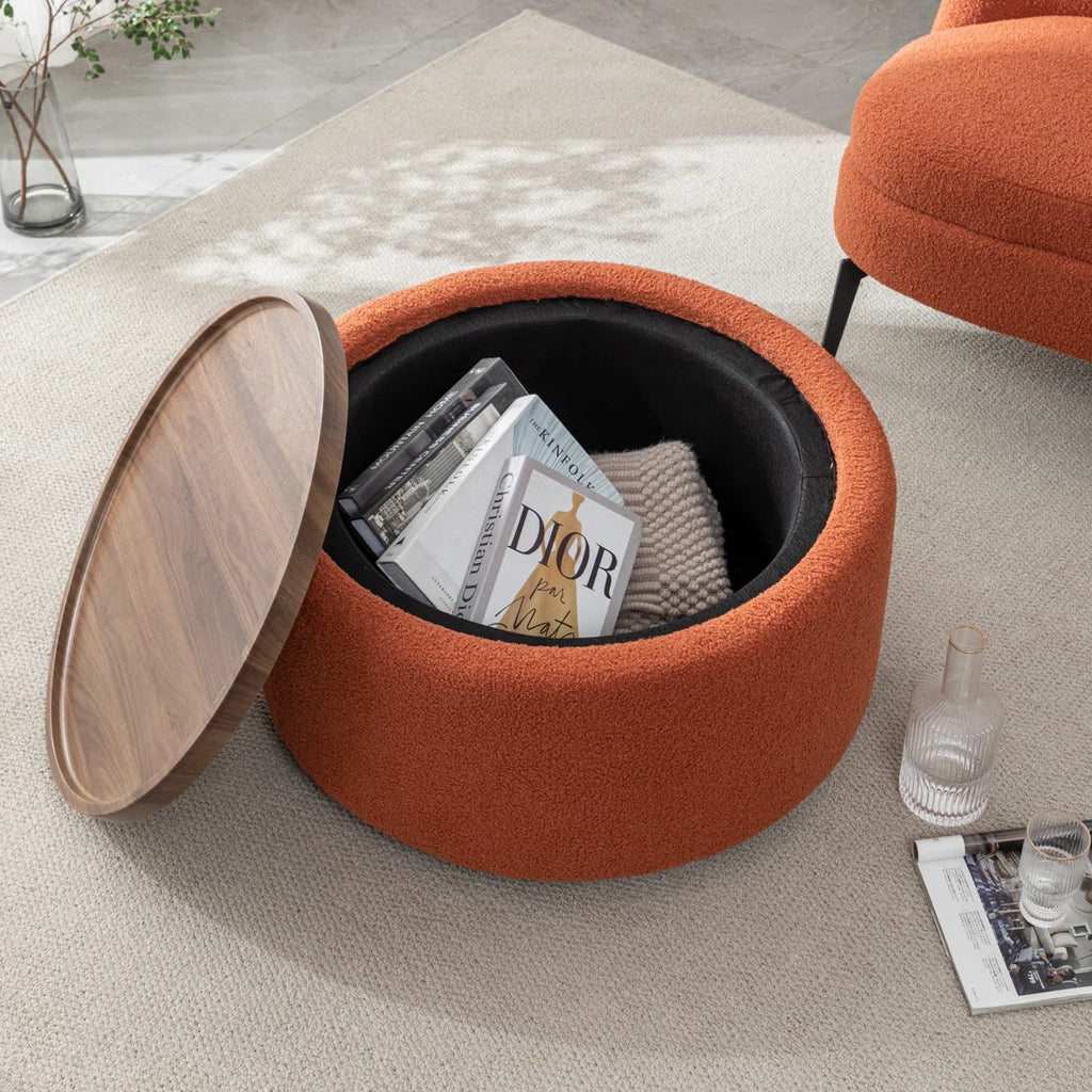 Casona™ | Otomana Redonda Moderna – Asiento Elegante con Almacenamiento