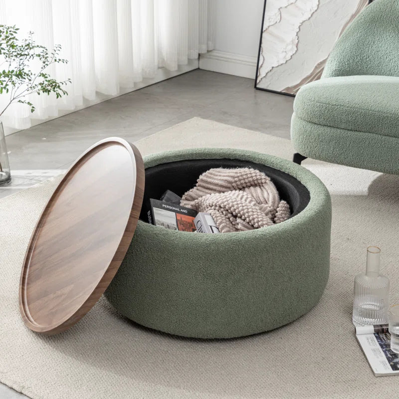 Casona™ | Otomana Redonda Moderna – Asiento Elegante con Almacenamiento