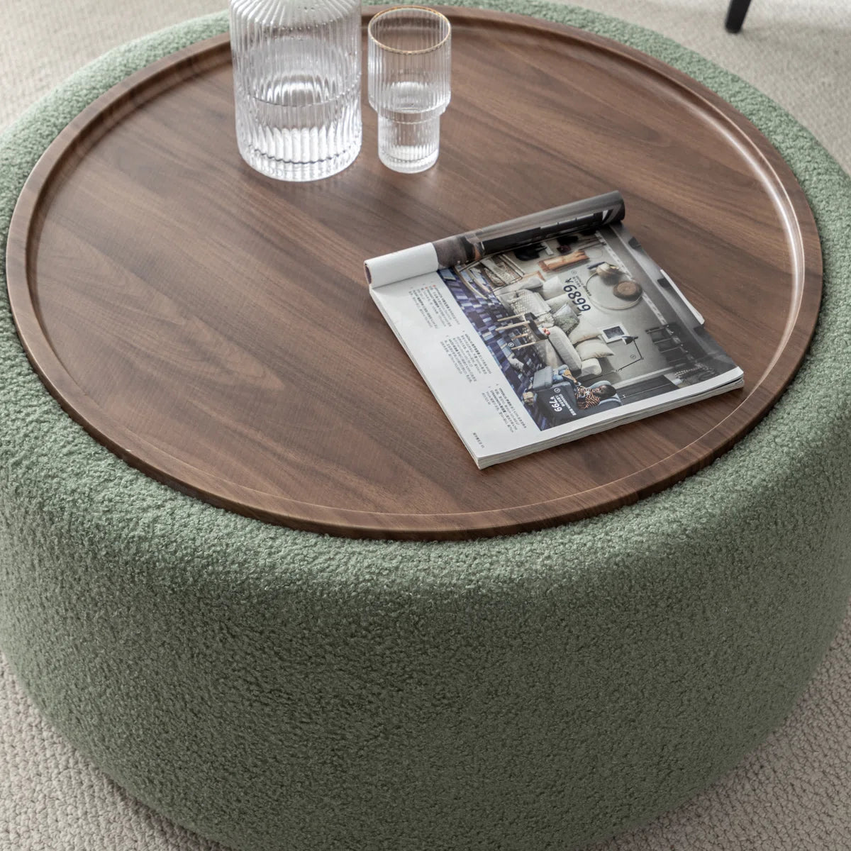 Casona™ | Otomana Redonda Moderna – Asiento Elegante con Almacenamiento