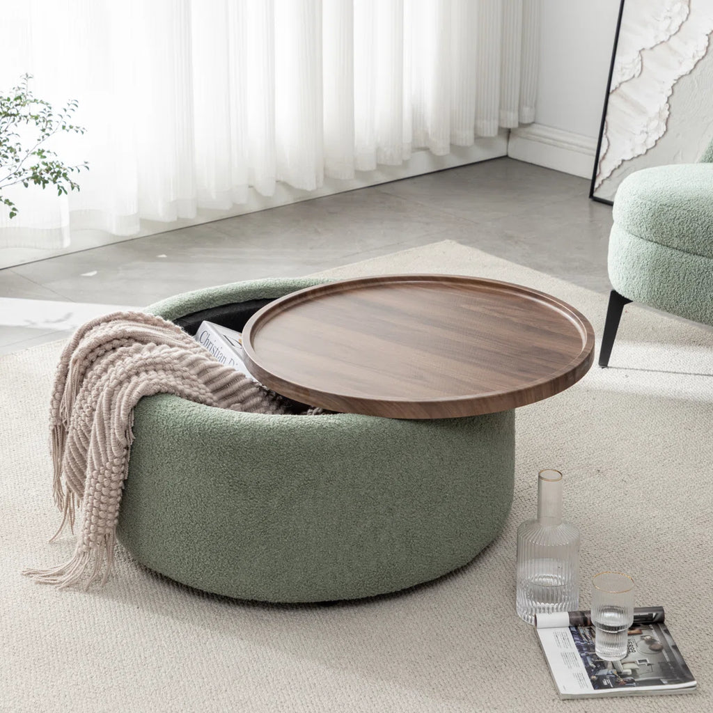 Casona™ | Otomana Redonda Moderna – Asiento Elegante con Almacenamiento