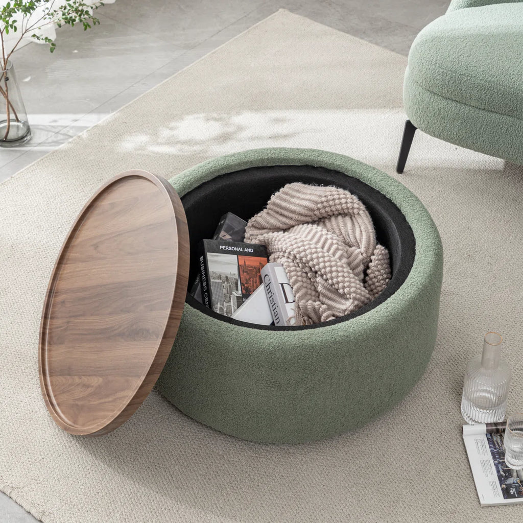 Casona™ | Otomana Redonda Moderna – Asiento Elegante con Almacenamiento