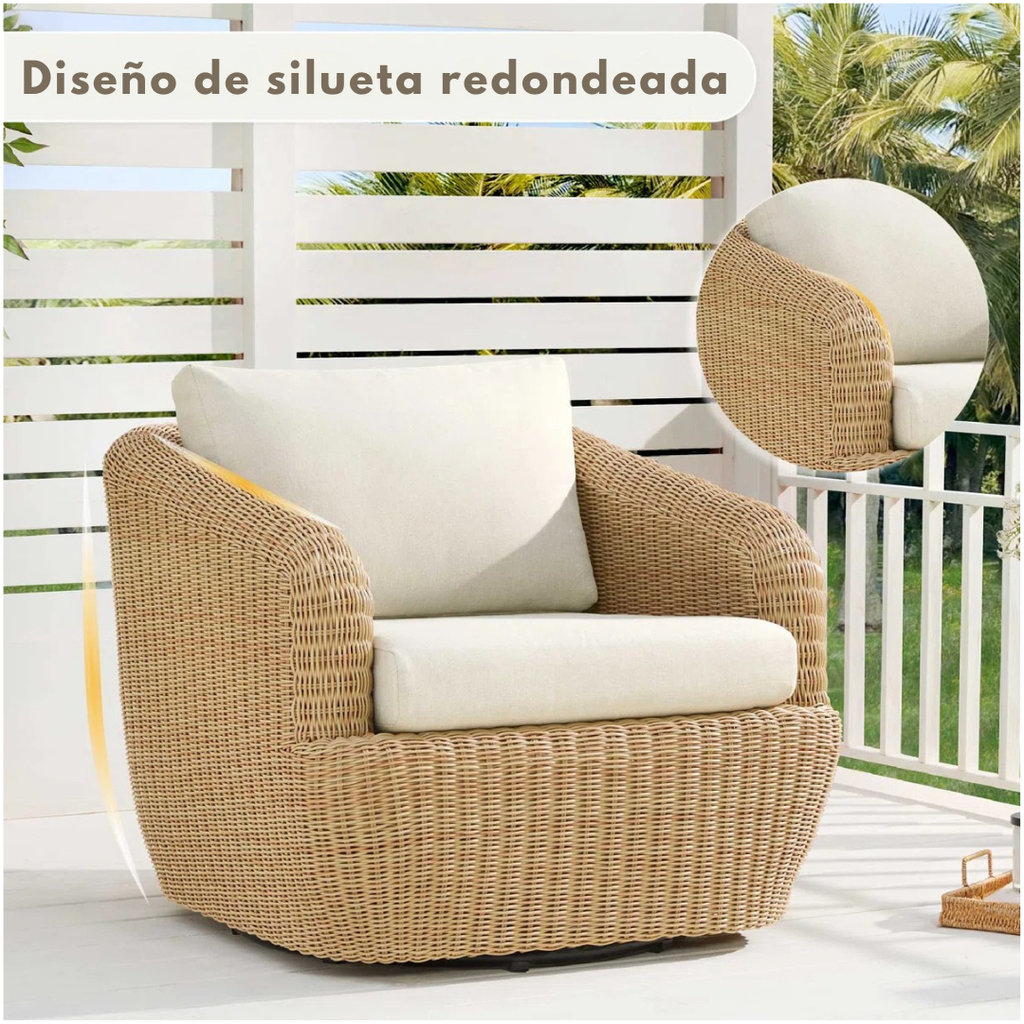 Costa™ | Silla lounge exterior giratoria con estructura de ratán