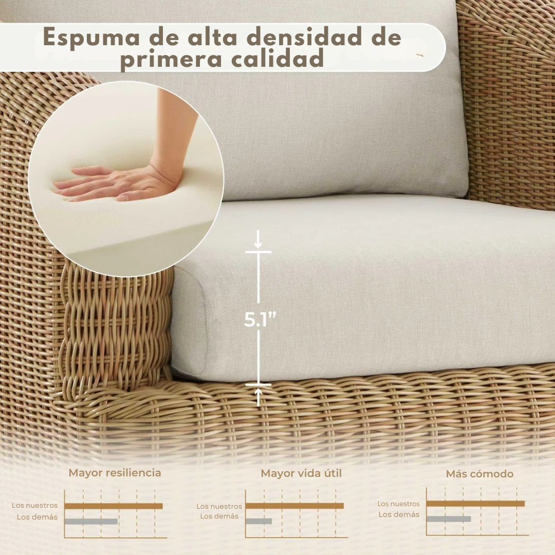 Costa™ | Silla lounge exterior giratoria con estructura de ratán