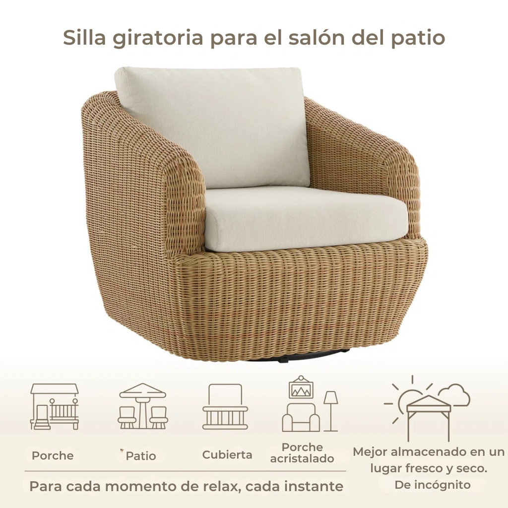 Costa™ | Silla lounge exterior giratoria con estructura de ratán
