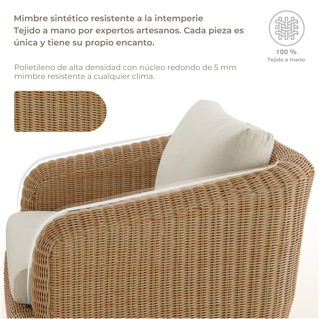 Costa™ | Silla lounge exterior giratoria con estructura de ratán