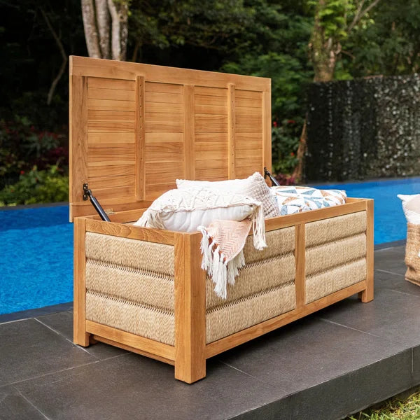 Teca™ | Caja de Terraza Exterior – Baúl Duradero de Madera de Teca