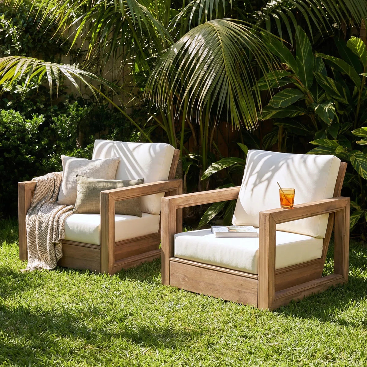 Mullira™ | Sillas Lounge de Acacia – Juego de 2