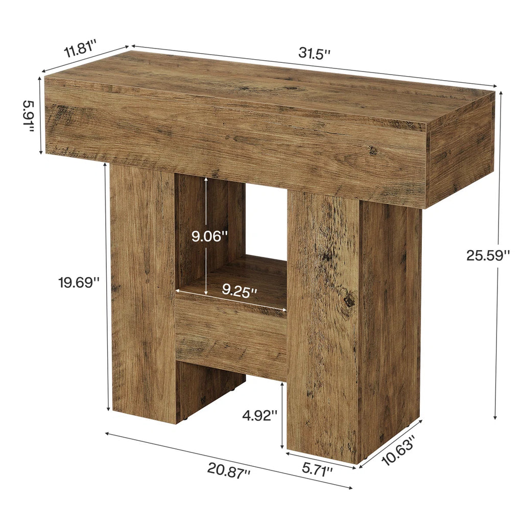 Celeste™ | Mesa auxiliar estrecha estilo farmhouse con acabado rústico