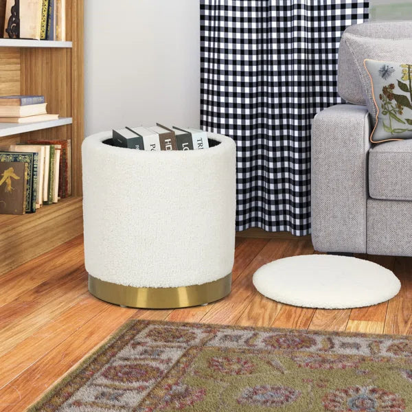 Pelura™ | Otomana Cilíndrica Teddy – Asiento Suave con Almacenamiento