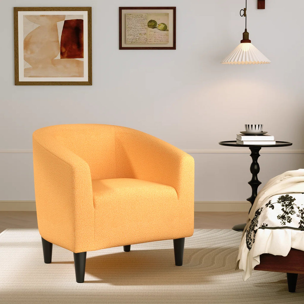 Nieve™ | Sillón moderno en forma de barril tapizado