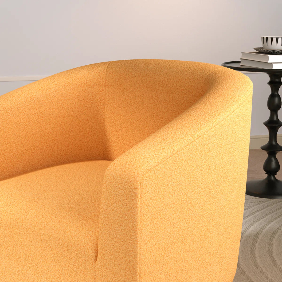Nieve™ | Sillón moderno en forma de barril tapizado