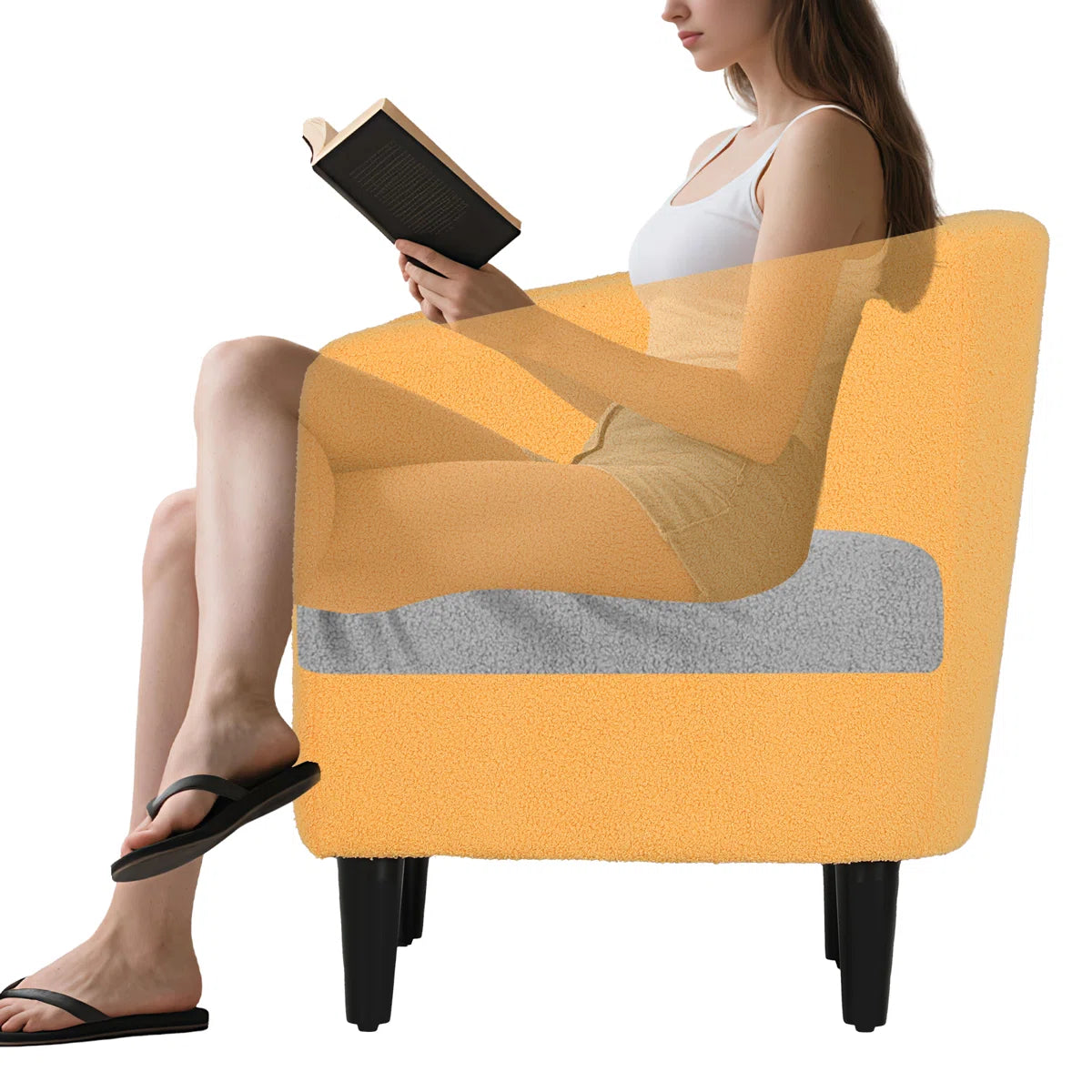 Nieve™ | Sillón moderno en forma de barril tapizado
