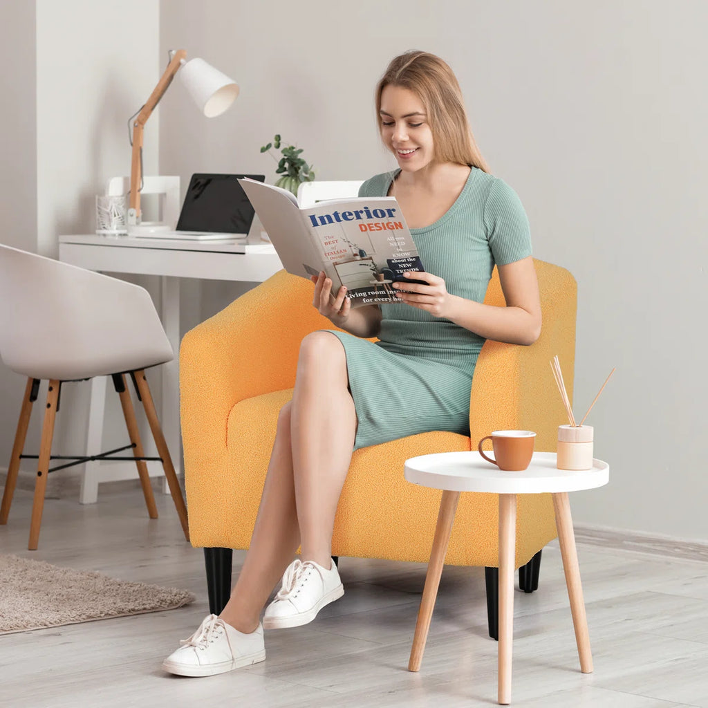 Nieve™ | Sillón moderno en forma de barril tapizado