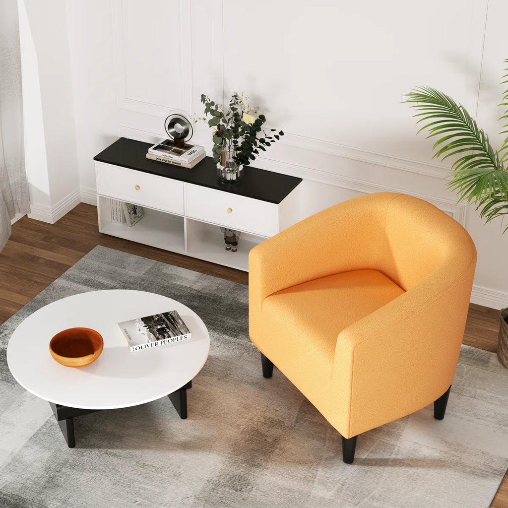 Nieve™ | Sillón moderno en forma de barril tapizado