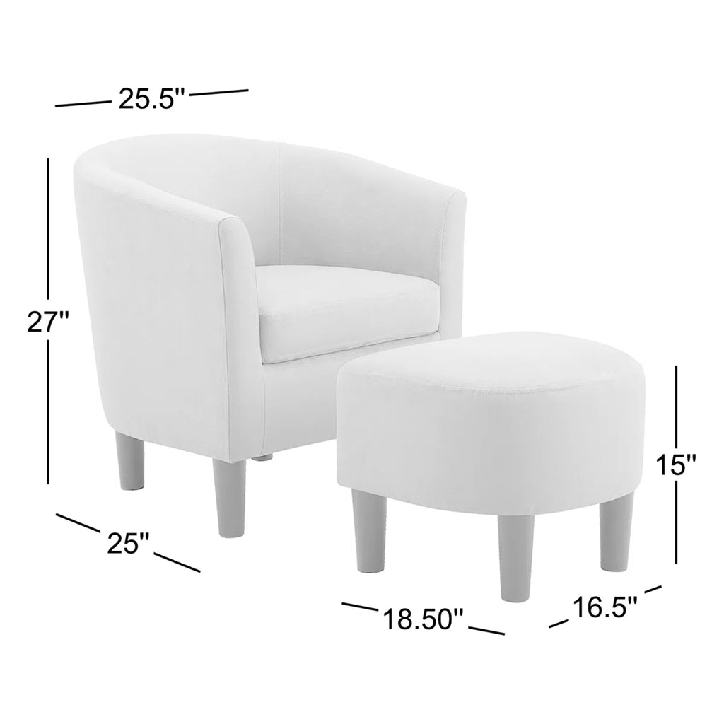 Ocaso™ | Sillón barril tapizado con otomano