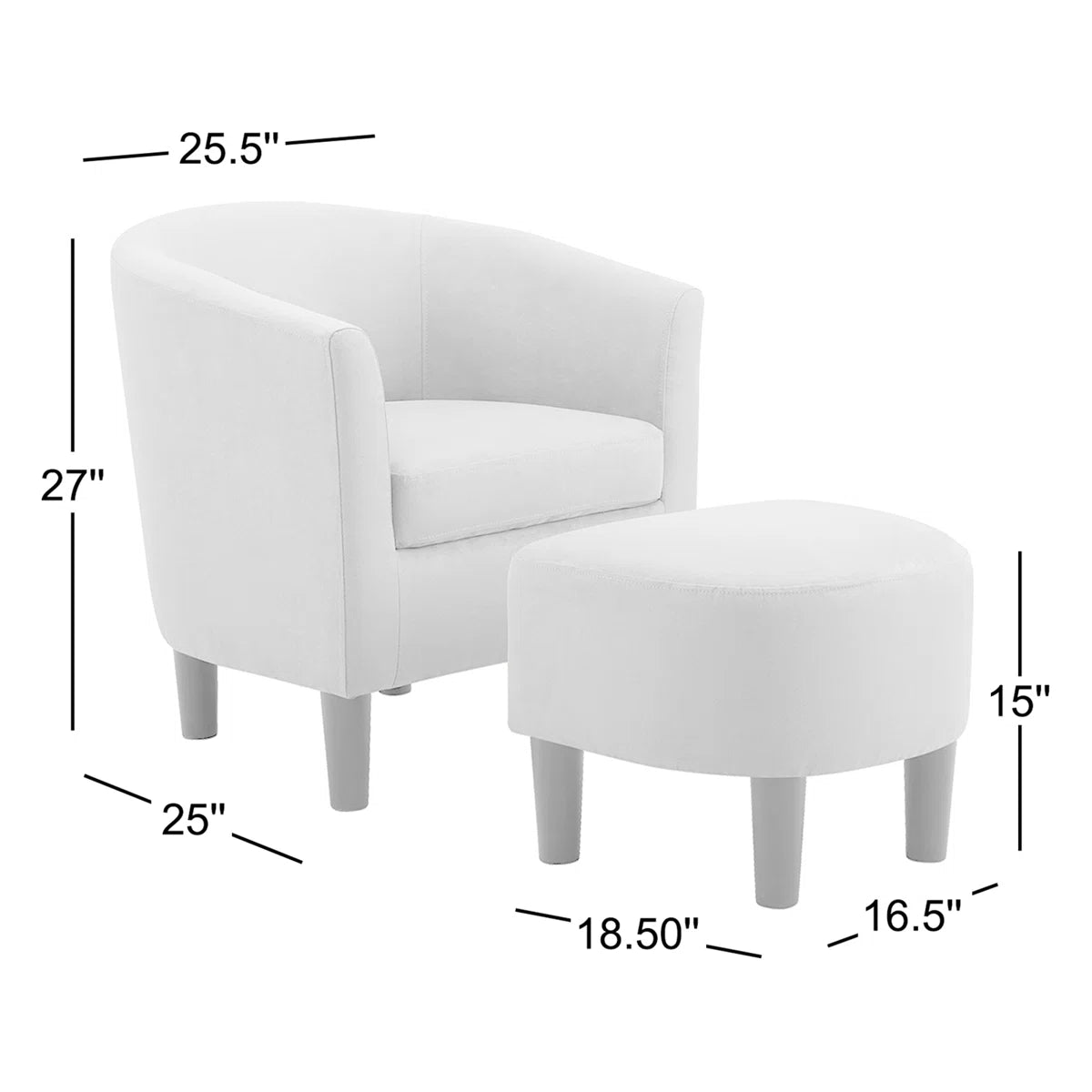 Ocaso™ | Sillón barril tapizado con otomano